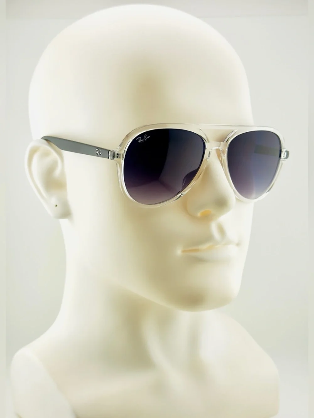 Ray-Ban Aviator Sunglasses RB4376 Transparent Frame with Gradient Dark Gray Lens - Picture 1 of 16